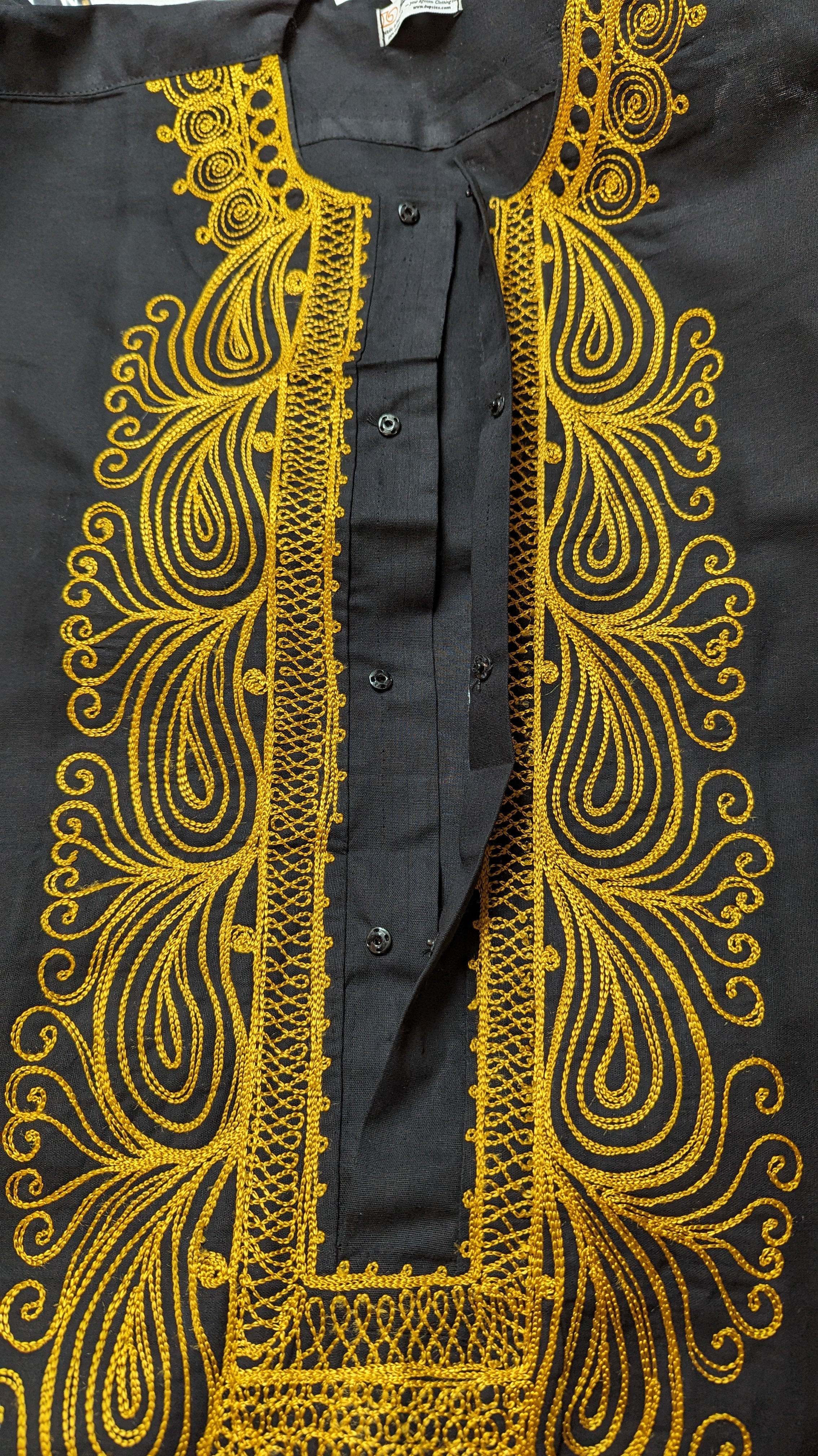 Black Gold Embroidered Dashiki African Shirt Dupsie's DP3776MDF Cotton