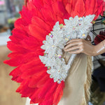 Dupsie's Abara Elegance majestic Red Nigerian African Wedding Feather Fan DPFFRS8