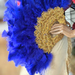 Dupsie's AyoMide Royal Splendor Royal Blue Nigerian African Wedding Feather Fan DPFFRBF22