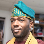 Dupsie's "Ade Ori Aso" Adebo Green Kufi Fila Hat with Gold embroidery DPHGAH5