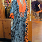 Orange Black White African print Batik Dress Dupsie's
