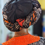 Orange African batik Pre-tied hat Dupsie's