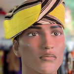 Dupsie's Adebayo Yellow and Black Aso Oke Fila Kufi Cap Hat DPHYBS4