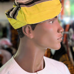 Yellow Black Aso Oke handwoven hat cap Kufi Dupsie's
