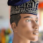 Dupsie's Aṣọilu Navy-Blue and Silver Nigerian Velvet Fila Kufi Cap Hat DPHBSVH2