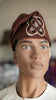 Dupsie's Ayo Fila Brown handwoven Aso Oke cap hat with cream beige embroidery DPHABBC3