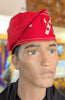 Dupsie's Red and Silver Fila Ayaba African Aso Oke Kufi Cap Hat DPHARSH36