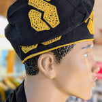 Black Gold Aso Oke hat cap Kufi fila Dupsie's 