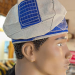 Silver Blue African Aso Oke hat cap Kufi Dupsie's