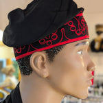 Black Red embroidery Dupsie's Adebo cotton African hat