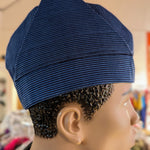 Blue Aso Oke Yoruba Abeti Aja cap Kufi hat