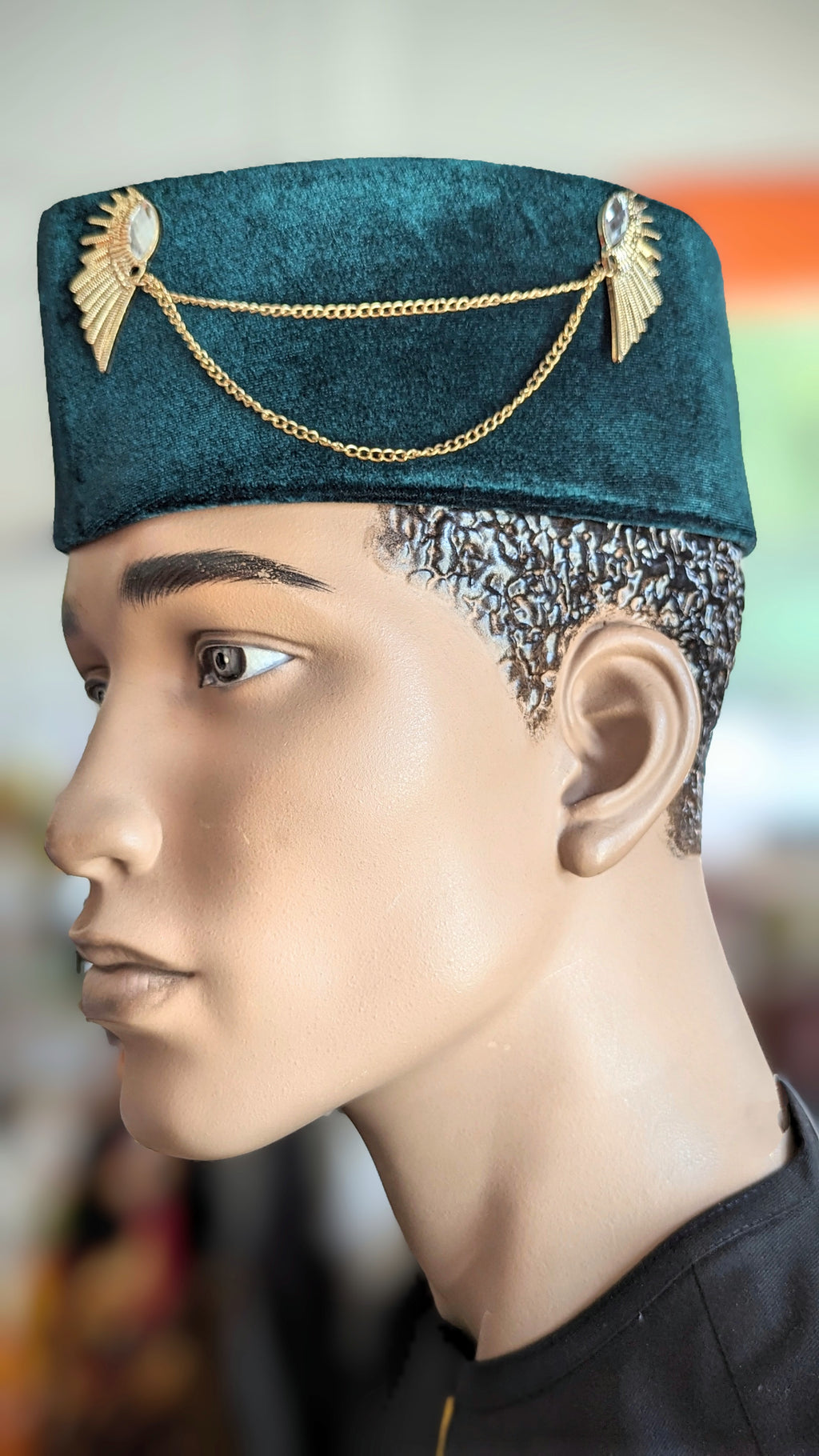 Dupsie's Ejike Luxurious Green Velvet Kufi Cap African Hat DPHGVH52