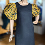 Dupsie's Nyame Nti Kente Black and Gold African Print A-Line Dress DP4091D