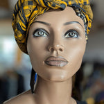 Black Gold African Print Kente Turban head wrap