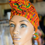 Adisa Multicolored Kente African Print Pre-Tied Head Wrap