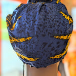 Blue and Gold African Print head wrap Dupsie's 