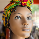 Kente African print Pre-tied hat with Brooch design