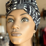 Dupsie's Eshe Black and White Kente African Print Pre-Tied Head Wrap DPB0795PT6