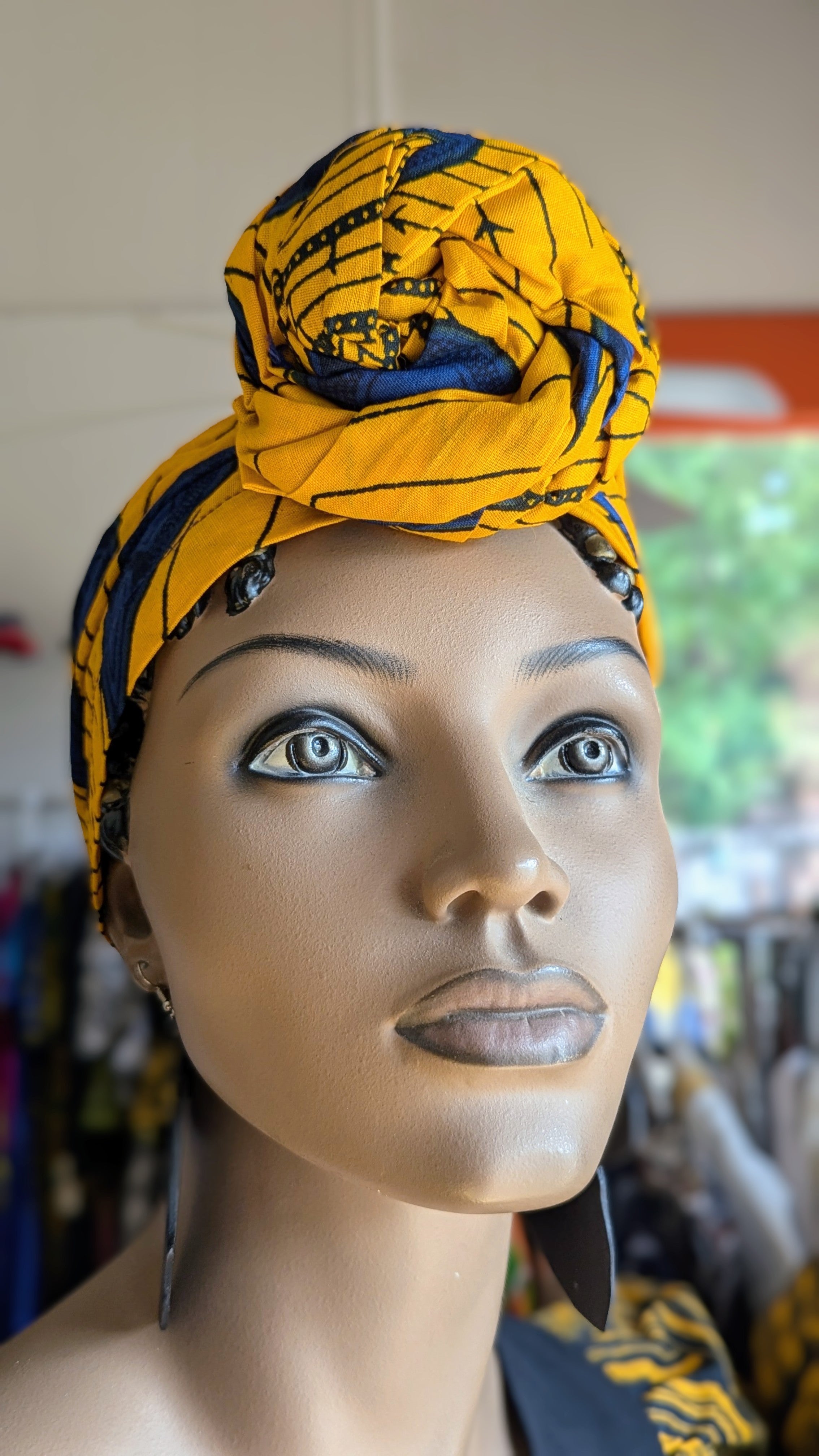 Peacock African print Pre-tied head wrap women