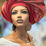 Dupsie's Burgundy Aso Oke Autogele Pre-tied ready Gele DPABIG22