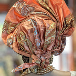 Peach Nigerian head tie African clothing