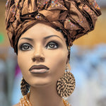 Dupsie's Iyomide Coffee-Brown Autogele Pre-tied Ready Gele Head wrap hat DPAGHCB22