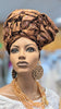 Dupsie's Iyomide Coffee-Brown Autogele Pre-tied Ready Gele Head wrap hat DPAGHCB22