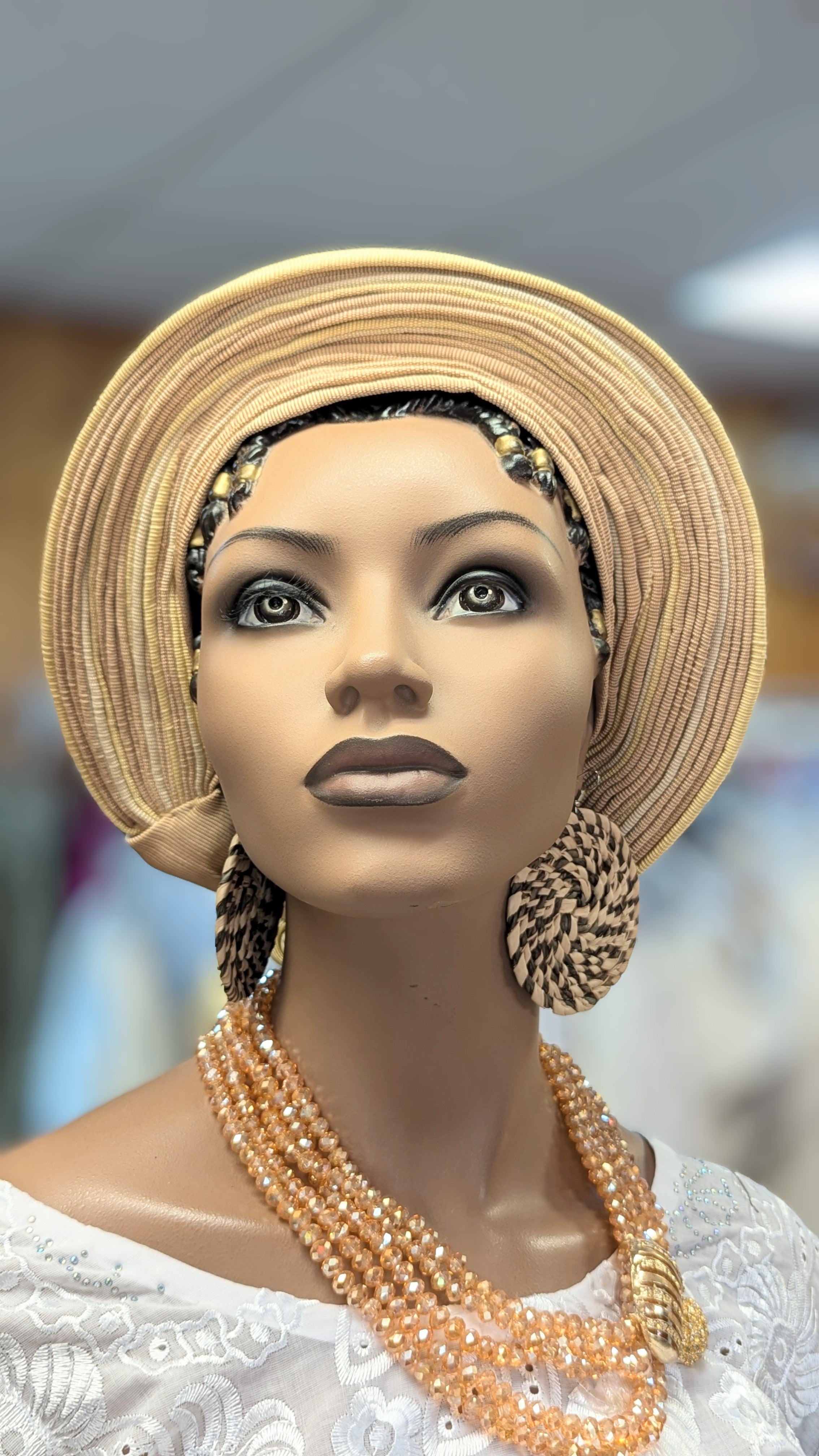 Dupsie's Olorunmila Aso Oke Ready Gele Autogele Pre-tied Head wrap Hat DPAGATB55