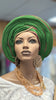 Dupsie's Abike Aso Oke Pink and Green Ready Gele Autogele Pre-tied Head wrap Hat DPAGPGS33