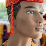 Dupsie's Ugochukwu's Majestic Orange African Edo Igbo Beaded Crown Hat with Gold trim DPBHOG11