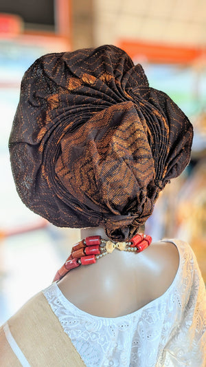 Brown Autogele Ready Gele African clothing