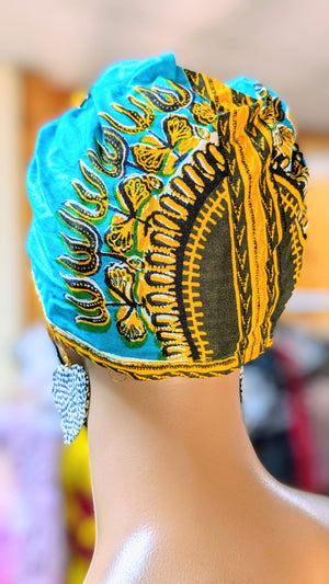 Blue Dashiki print head wrap