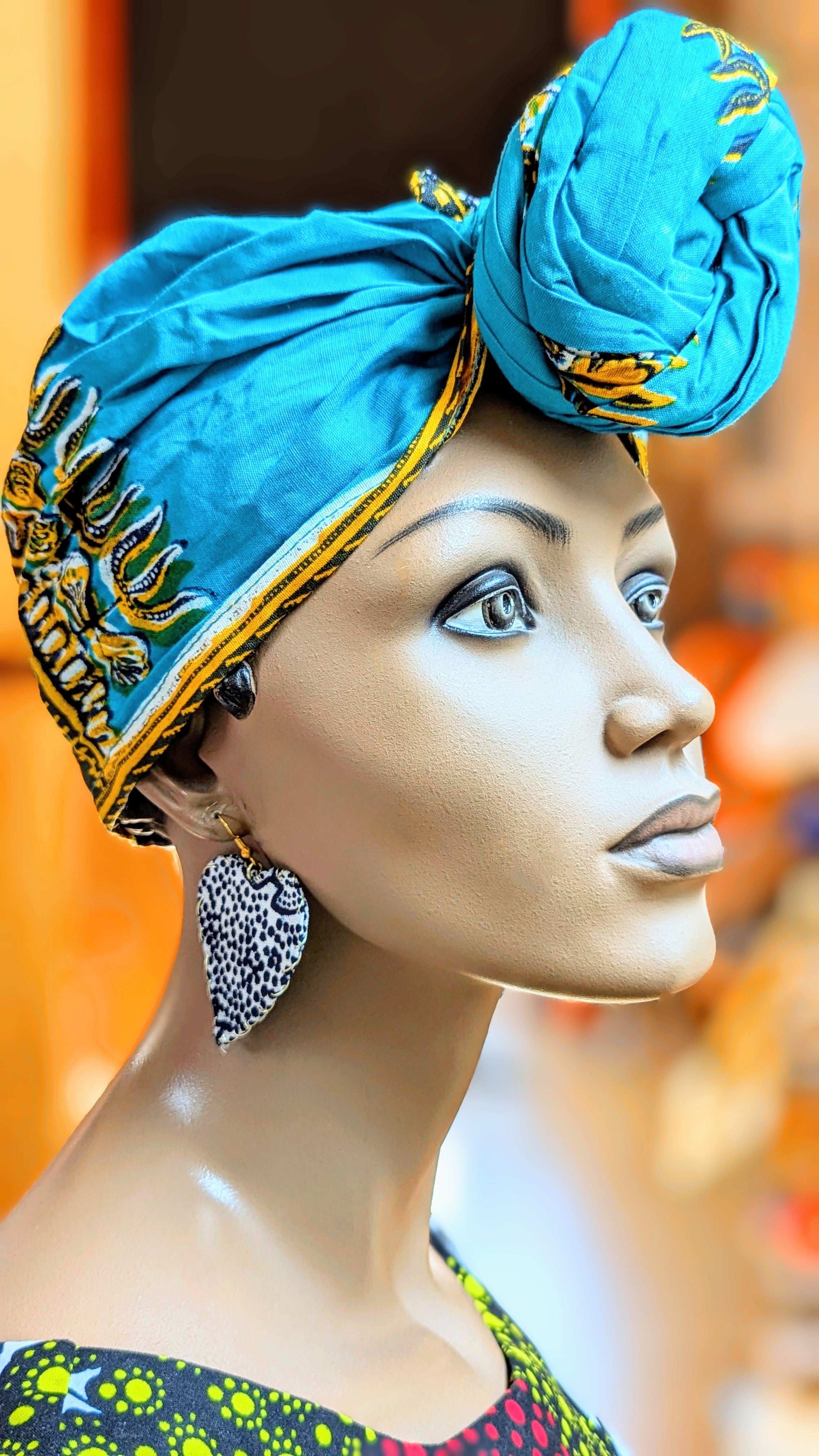 Blue Pre-tied head wrap African clothing