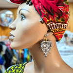 Red African print Pre-tied head wrap African clothing