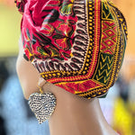 Red Dashiki print Pre-tied head wrap