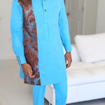 Blue African senator suit men African clothing