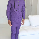 Purple Black African Clothing suit for men