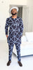 Dupsie's Chike Navy-Blue and Light Blue African Print Ankara Dashiki Top and Pants DP9100TP