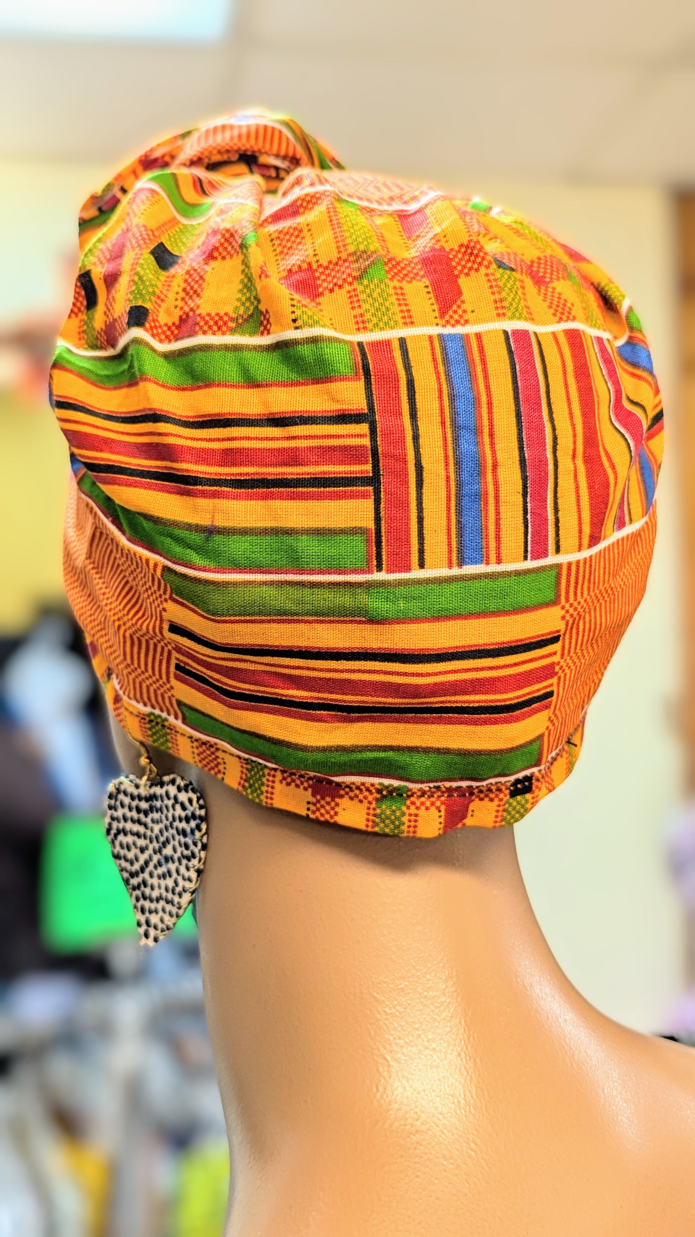 Kente Ghanaian print Head wrap pre-tied