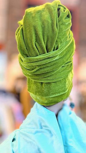 Green Velvet Velour sock hat head wrap African clothing