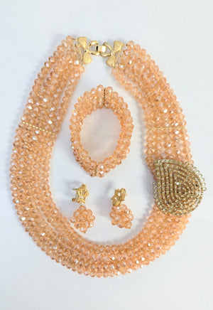 Peach Gold African bead set for women