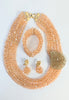 Dupsie's Ifeyinwa Glam" African Peach and Gold Four-Piece Jewelry Set DPABSPG22