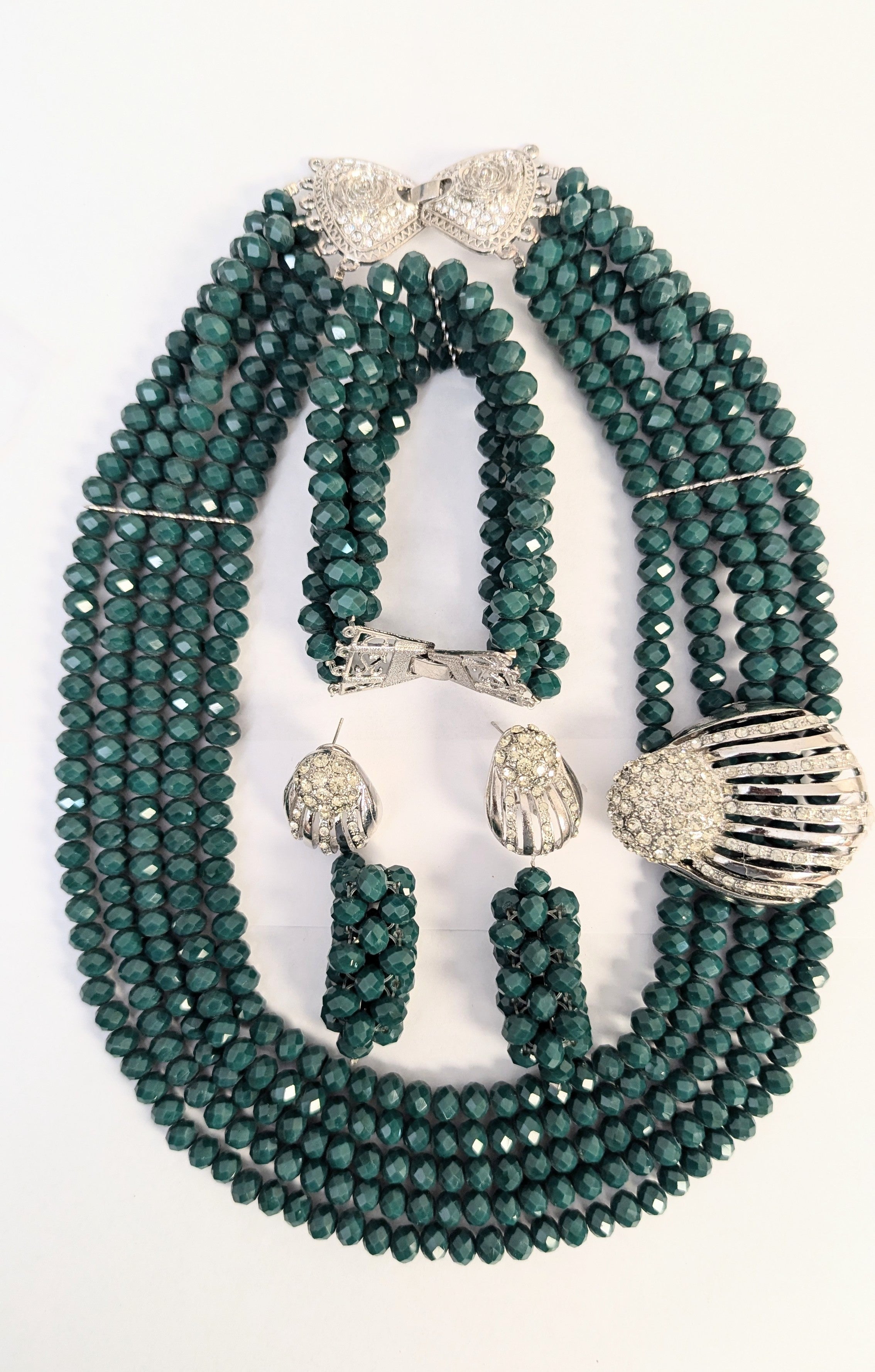 Emerald Green Silver African Fashion head set Dupsie's