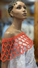 Dupsie's Chimamanda African Coral-Red Igbo Edo Bead Shoulder Shrug Crop Top Blouse DPASBCR22