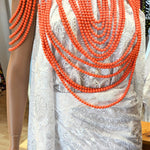 Coral bead Cape blouse top elastic Dupsies