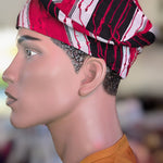 Red Black White African aso oke hat Dupsies