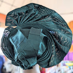 Dupsie's African Olufunke Emerald Green Aso Oke Autogele Ready Gele head wrap hat DPAGEGBG4