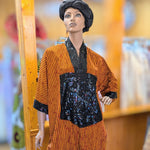 Kemi Orange African Print Caftan BouBou | Knee-length Dress