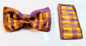 Dupsie's Ato Purple and Gold African Kente Print Bow tie DP252B