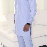 Dupsie's Afolabi Blue African Dashiki Senator Suit with matching pants DPASBSS19